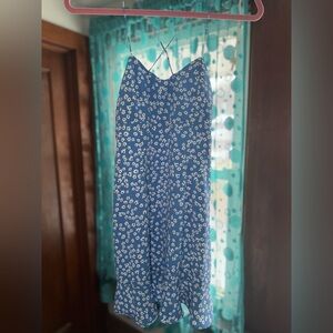 Blue Floral Spaghetti Strap Dress